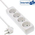 InLine® Socket strip, 4-way earth contact CEE 7/3, white, 3m
