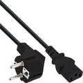 Power cable, angled to 3pin IEC C13, black, 3x0.75mm2, 0,3m