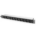 1U Aluminum PDU, rackmountable, 8 x C13, 2 x C19 16A, 230VAC, 50/60Hz, IEC C20 plug