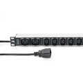 1U Aluminum PDU, rackmountable, 8 x C13, 2 x C19 16A, 230VAC, 50/60Hz, IEC C20 plug