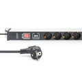 1U Aluminum PDU, rackmountable, 12 x Safety outlet 16A, 230VAC, 50/60Hz, overvoltage, Switch