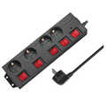 Outlet Strip, 4 safety sockets, w/switch for each socket, black