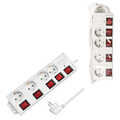 Outlet Strip, 4 safety sockets, w/switch for each socket, white