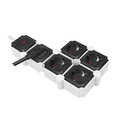 Outlet Strip, 5 safety sockets, snake-shaped, white/black