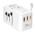 Universal travel power supply, 70 W (PD), 4x connections + cable, white