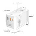 Universal travel power supply, 70 W (PD), 4x connections + cable, white