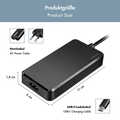 Slim universal USB-C power adapter with fixed cable, 100 W (PD) for laptops, tablets.