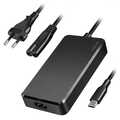 Slim universal USB-C power adapter with fixed cable, 100 W (PD) for laptops, tablets.